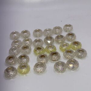 925 Silver Multicolor Vintage Murano Style Bead Charm 1/2” Lot Clear Yellow